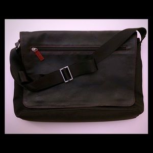 Lodis luxury leather and nylon laptop crossbody